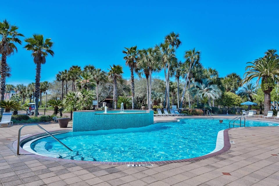 Destiny Pool, Cascading Waterfall & Hot Tub with Gulf of Mexico within View