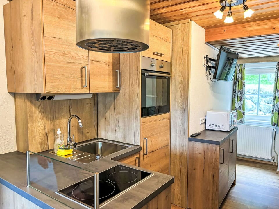 Kitchen Sink, Countertop, Tap, Sink, Property, Cabinetry, Plumbing Fixture, Kitchen Appliance, Kitchen Stove, Lighting