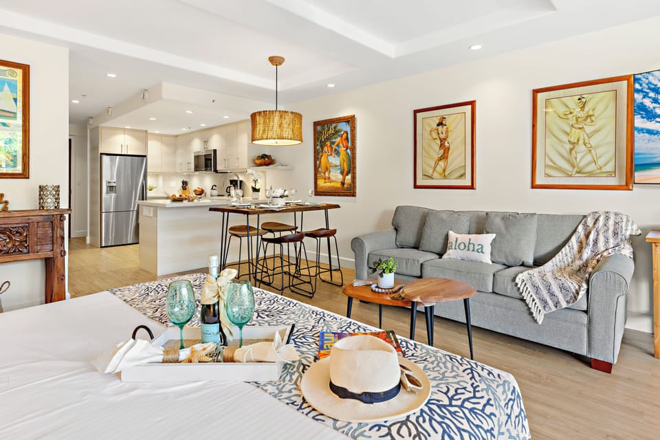 Spacious living area featuring a comfortable pull-out sofa sleeper