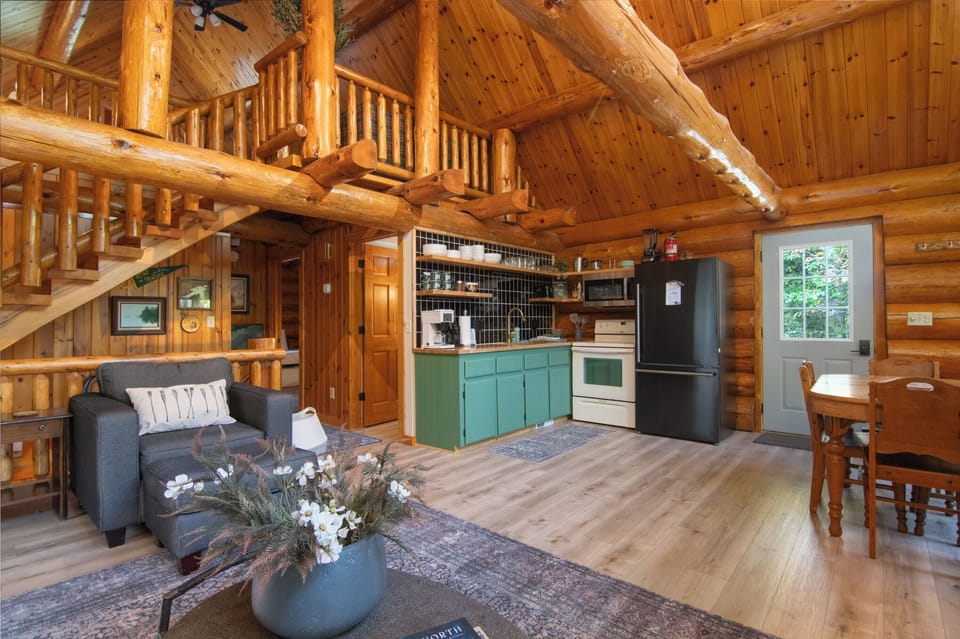 Enjoy prepping meals in the open, fully-stocked kitchen with open shelving.