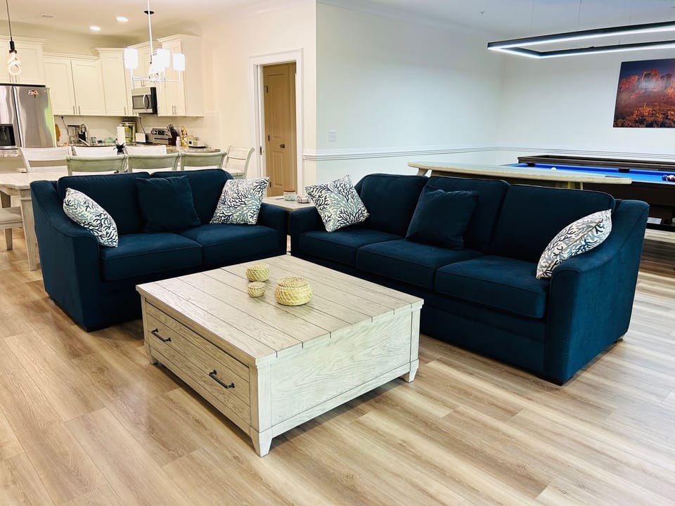 Living room with 75 inch TV