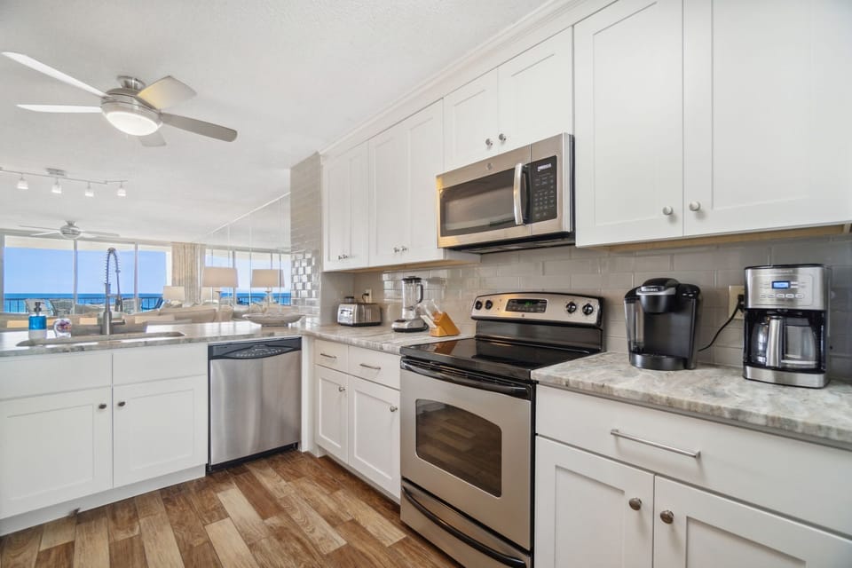 Imagine preparing meals in this Gulf View, Fully Stocked Kitchen!