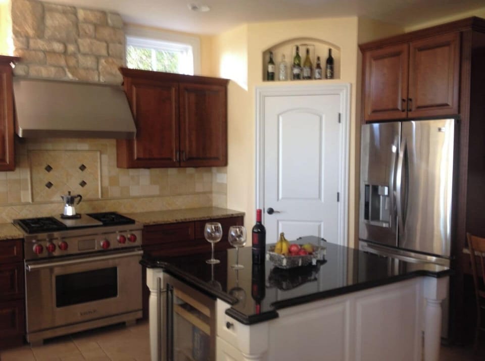 Great kitchen that is open to dining and great room.