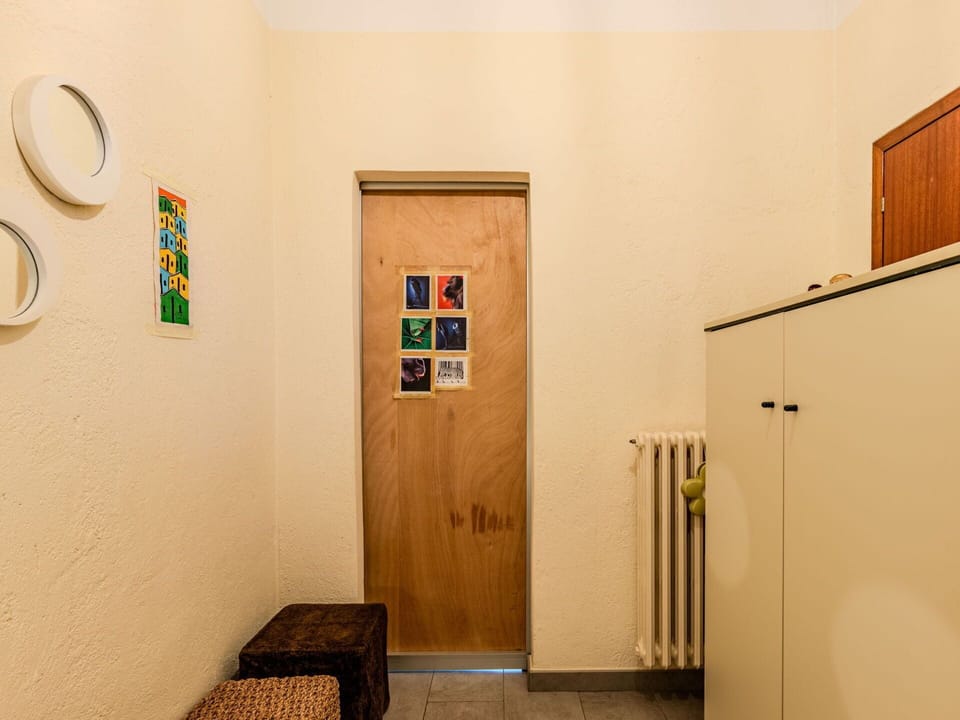 Wood, Door, Flooring, Paint, Rectangle, Building, Art, House, Ceiling
