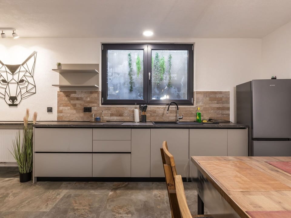 Cabinetry, Countertop, Kitchen Sink, Tap, Plant, Sink, Furniture, Building, Window, Wood