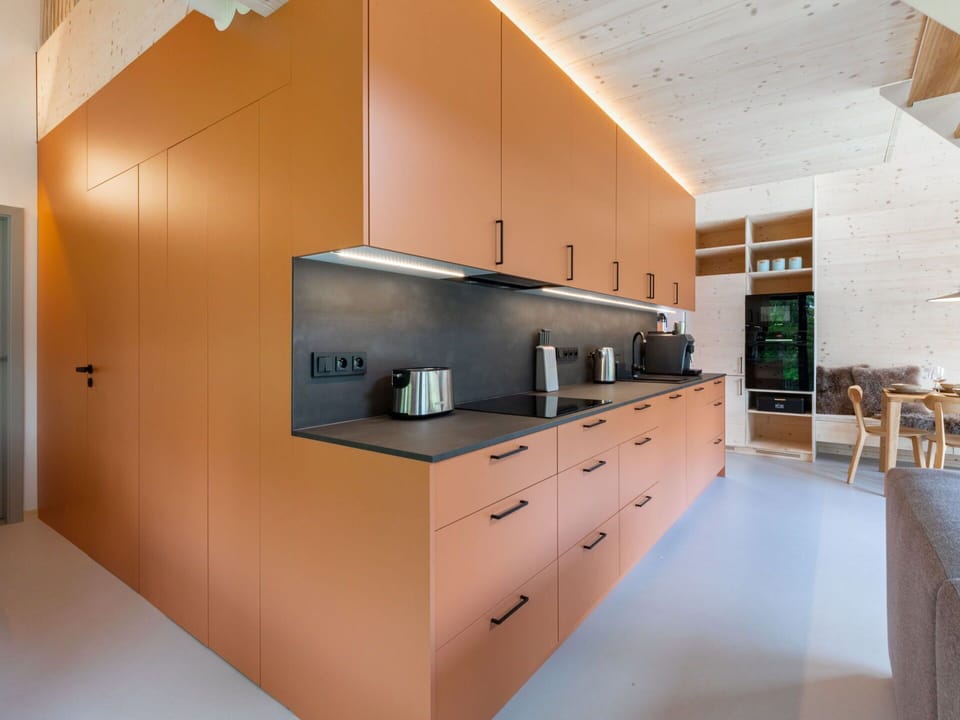 Cabinetry, Countertop, Furniture, Building, Chair, Kitchen Appliance, Kitchen, Kitchen Stove, Wood, Interior Design