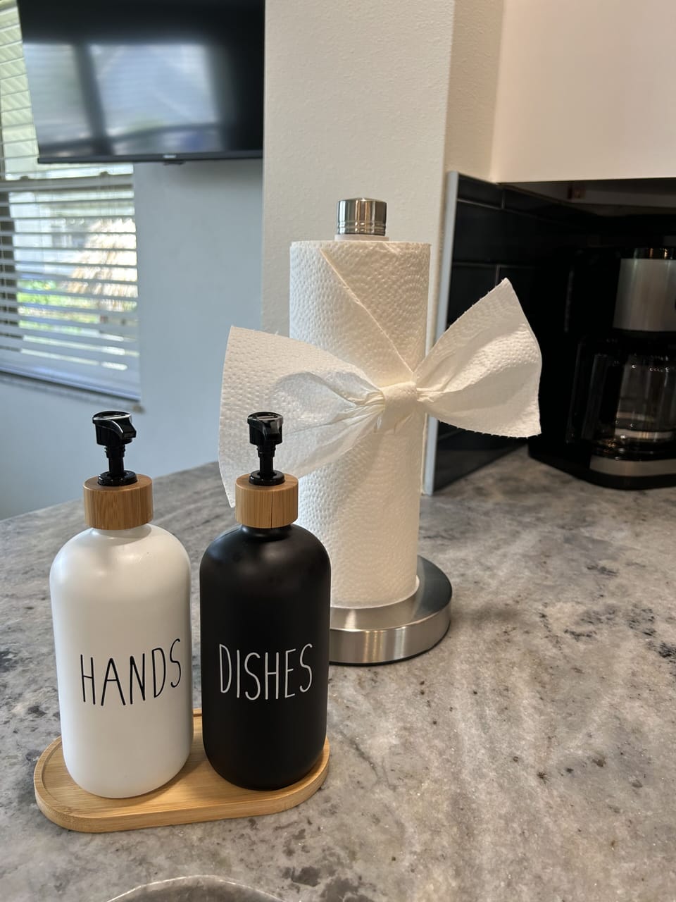 Starter supply of soaps/paper products is provided. 
