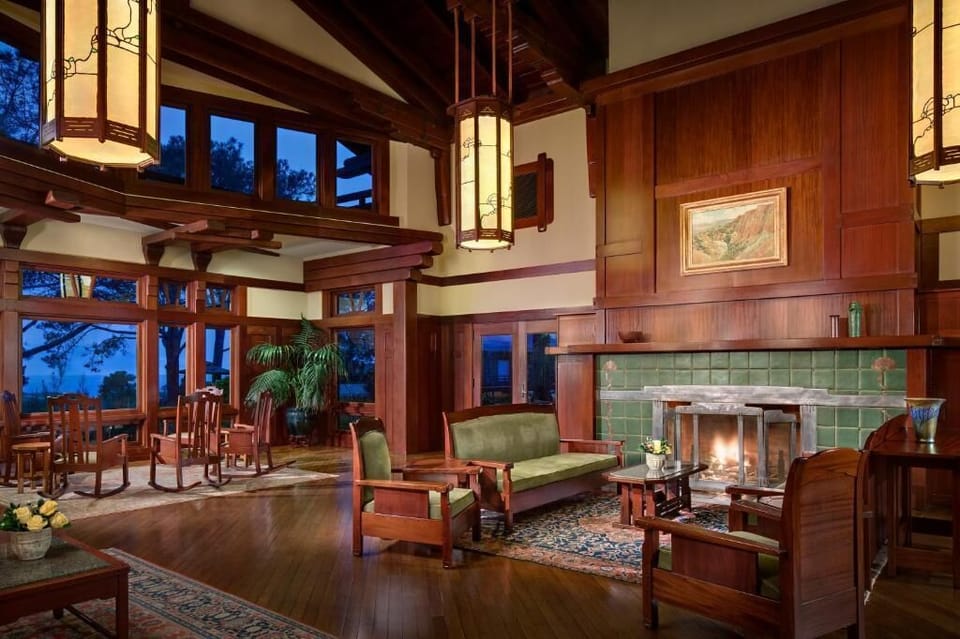 Sink into fireside comfort in an elegant, timbered lounge.