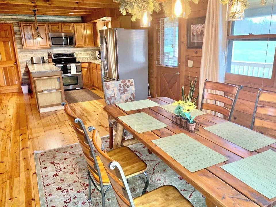 Large harvest table for those memorable evening dinners 