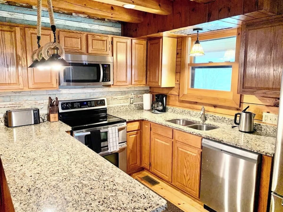 Go to the farmers market and make yourself a gourmet meal in this fully equipped chef’s kitchen 