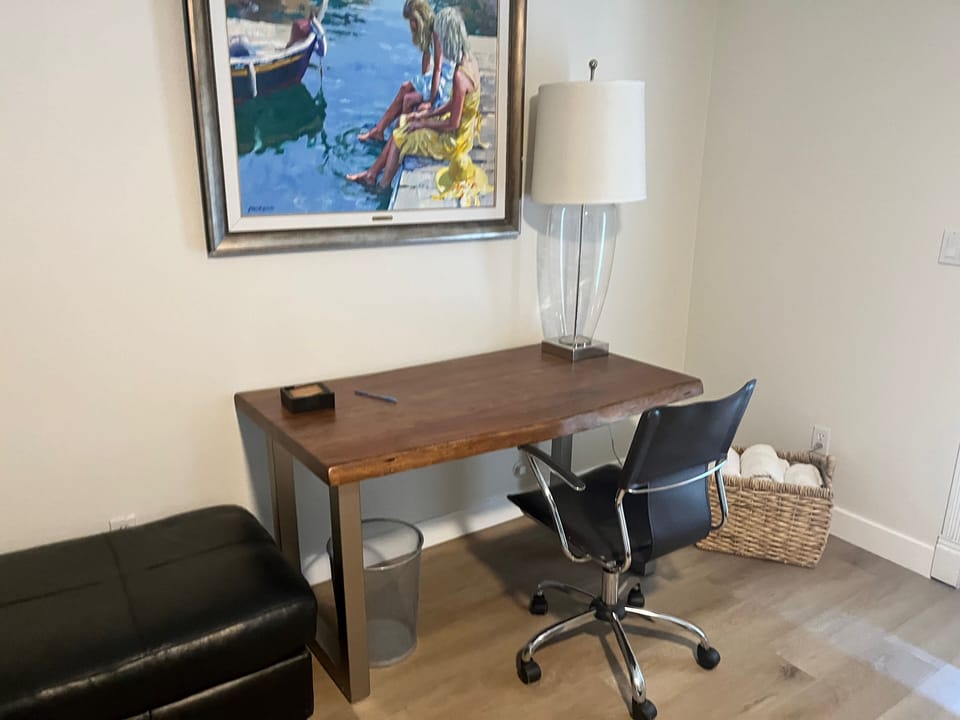 Our master bedroom has an area for those working remotely. 