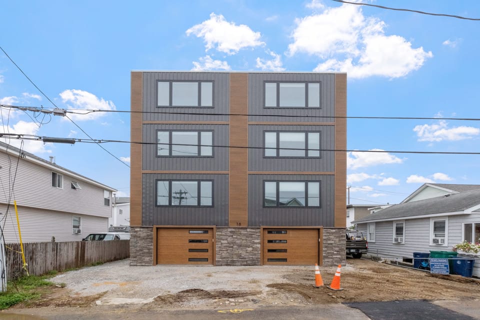 Exterior of condo, brand new construction, your unit (unit B) is on the left.