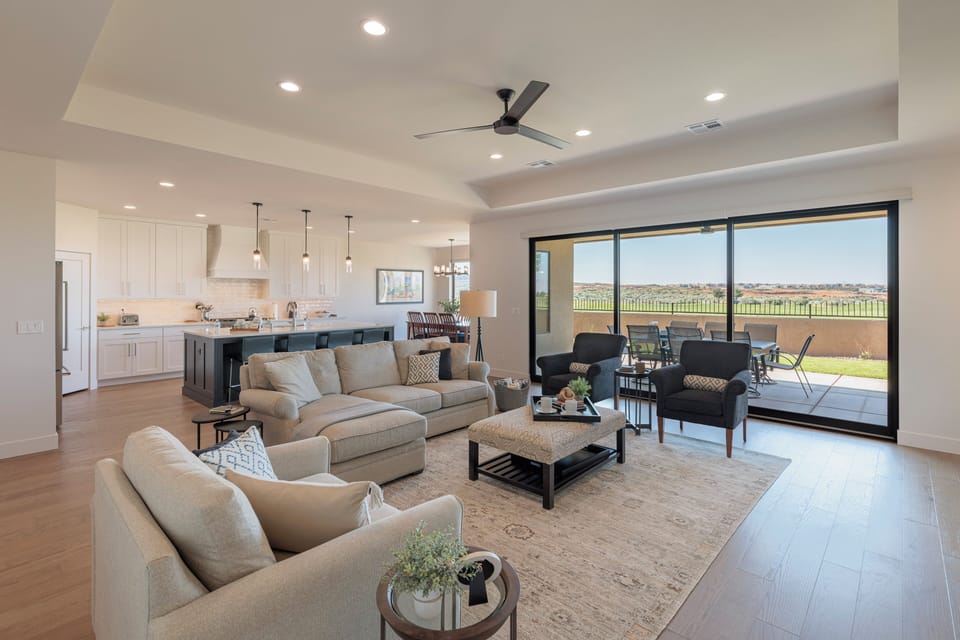 View Living Area - The living room has a beautiful view of The Ledges Golf Course.