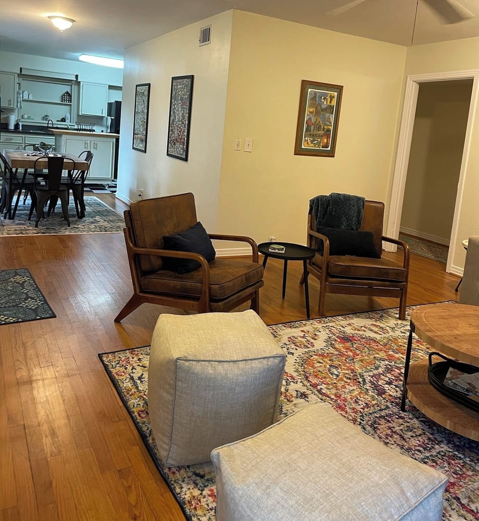Dining room connects living room to kitchen
