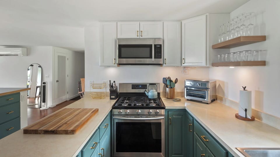 Remodeled kitchen with stainless appliances