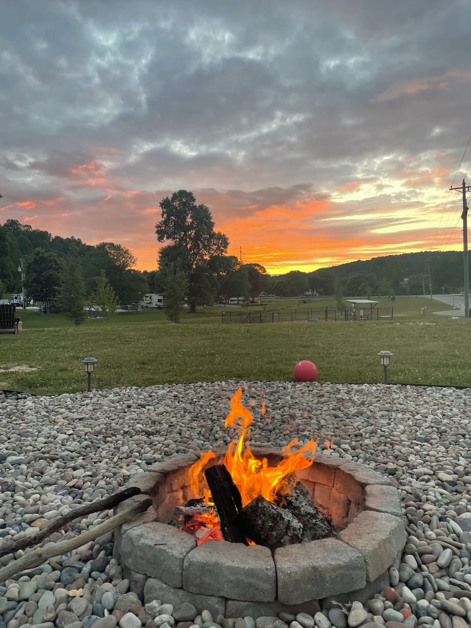 Sunset view from fire pit area