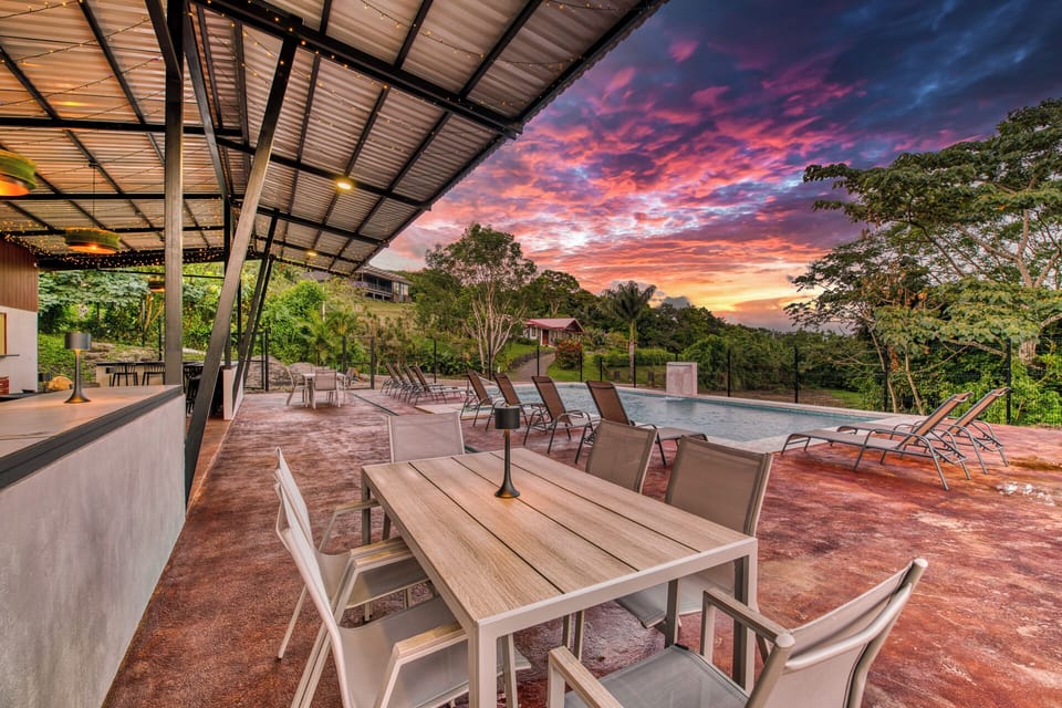 Cafe Mariola overlooks the pool and this is at sunset, it is so stunning!