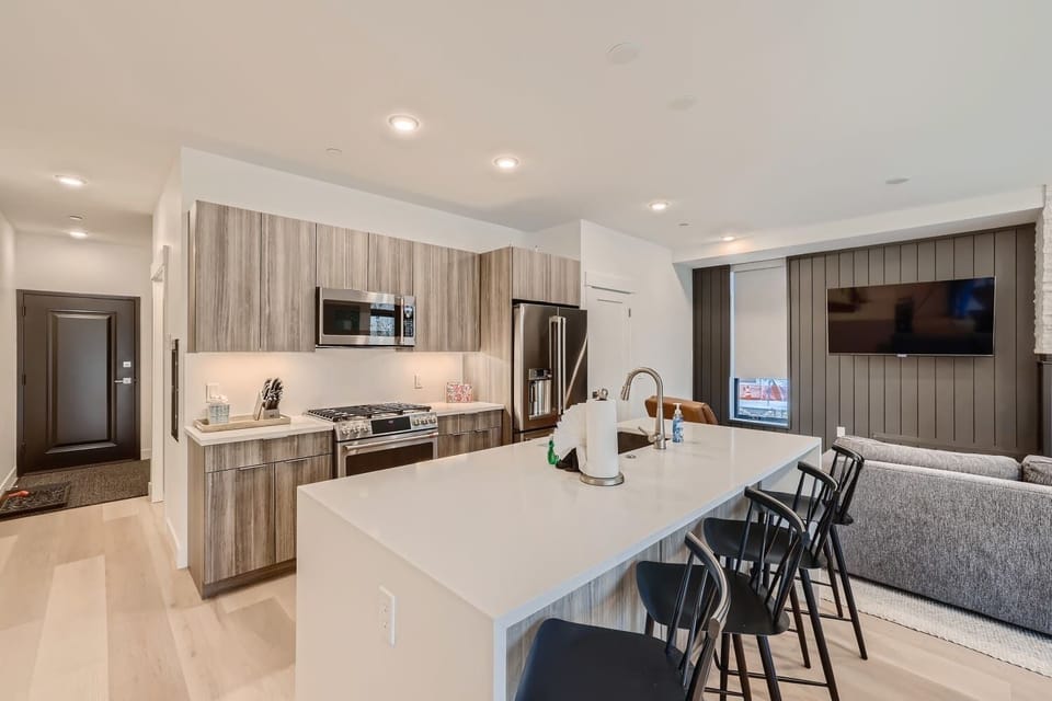 Full Kitchen with standard drip coffee maker, toaster, dishwasher, and more