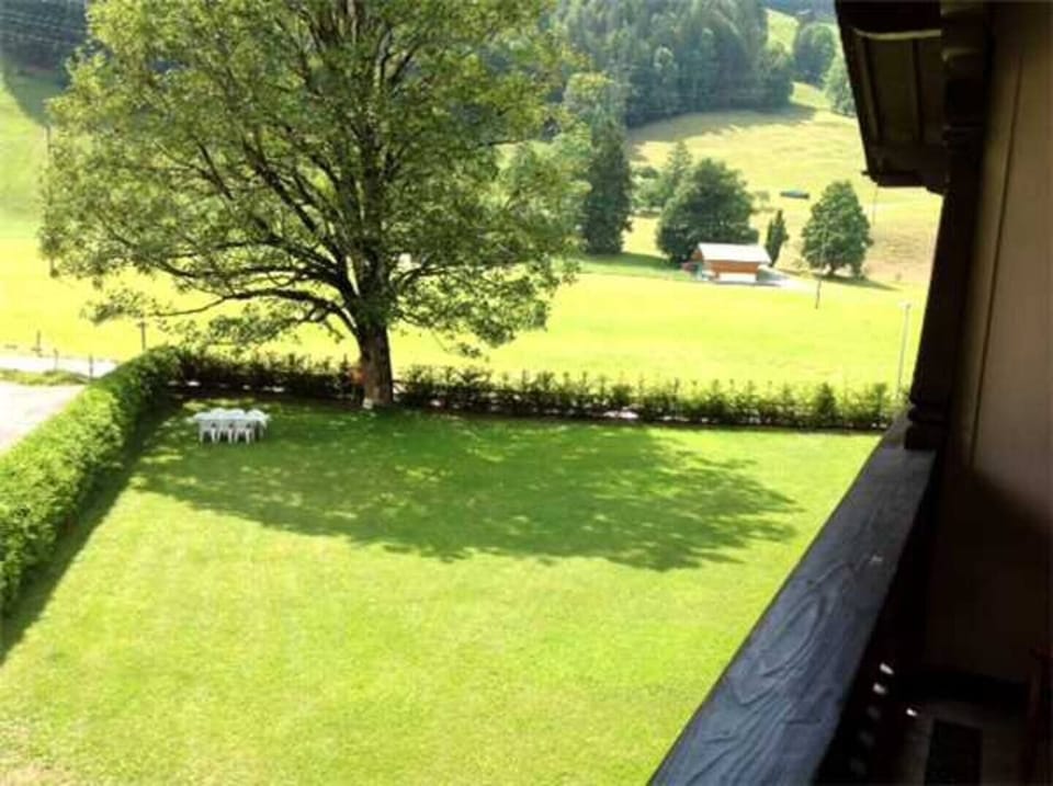 View and garden at the foot of Eggli mountain
