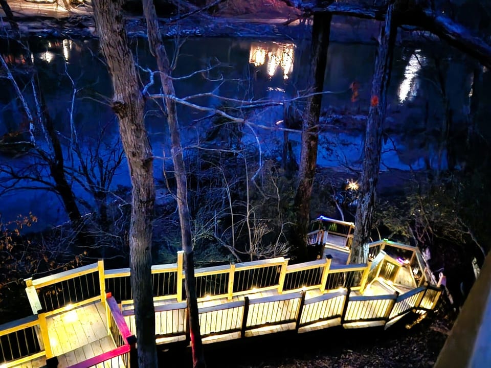 Private trail leading to exclusive river access below the cabin.