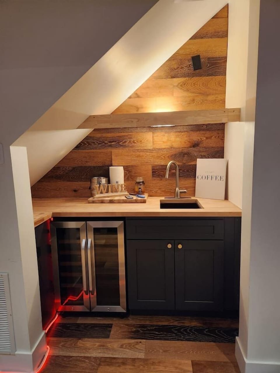 “Game Room Bar Nook for Coffee, Wine & Cocktails”
A cozy, stylish nook perfect for morning coffee, evening wine, or crafting cocktails before movie night or game time. 