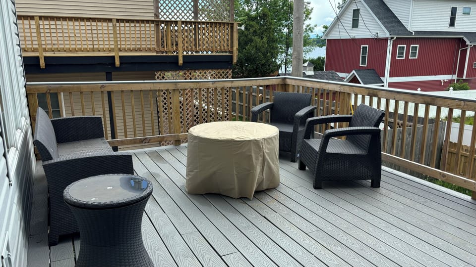 Main Deck Lounge Area with propane fire pit