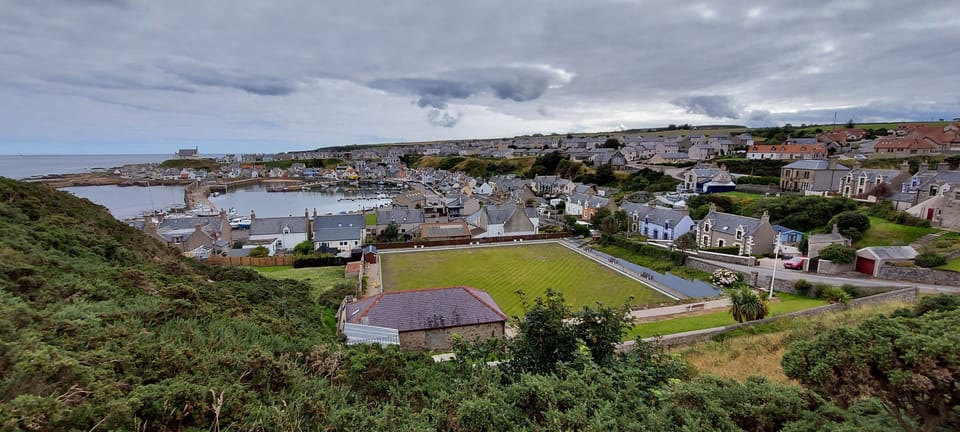 Aerial view of village from the west