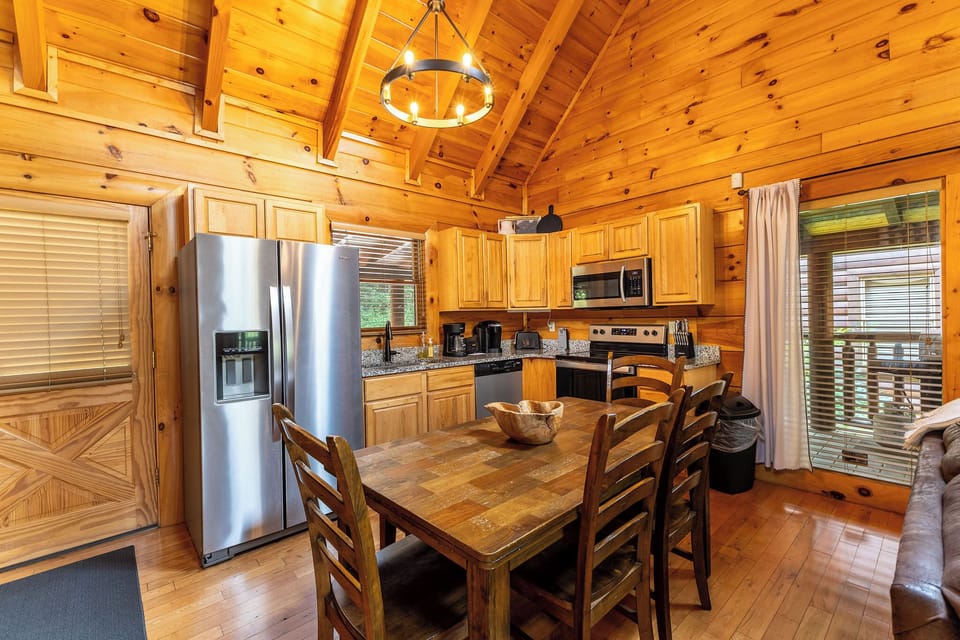 Open concept living and dining with brand new granite countertops just installed