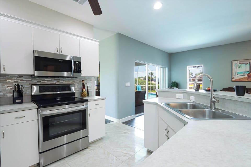Kitchen with stainless steel appliances