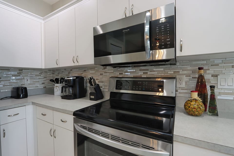 Kitchen with stainless steel appliances