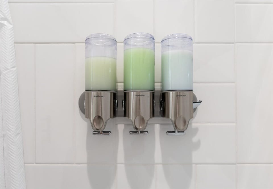 body wash, shampoo, conditioner in all showers