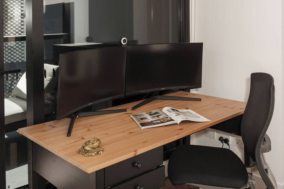 A dedicated workspace within the living area is ideal for setting up your laptop and caters to those working from home.
