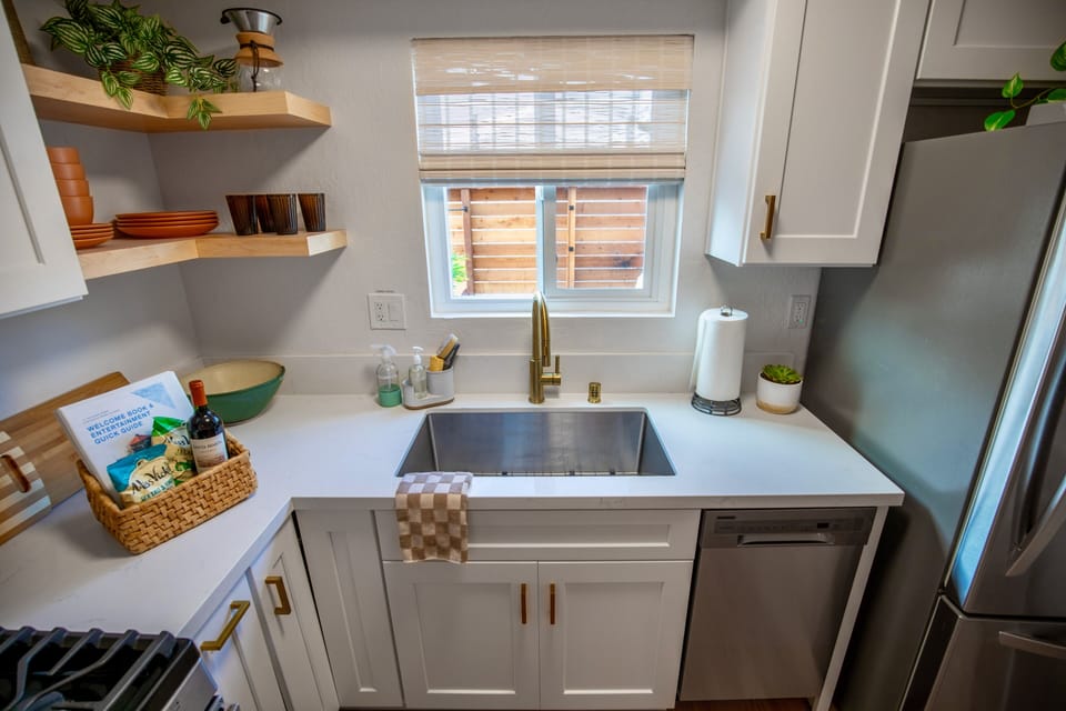 Charming and newly remodeled kitchen with stainless steal appliances.