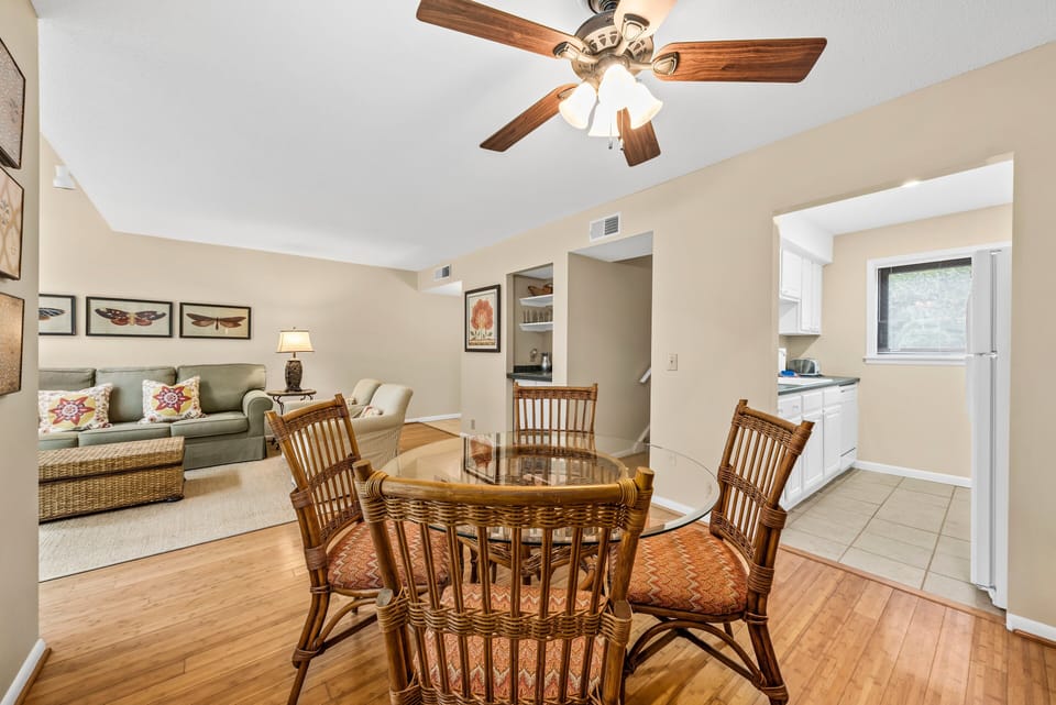 The dining area is open to both the great room and kitchen