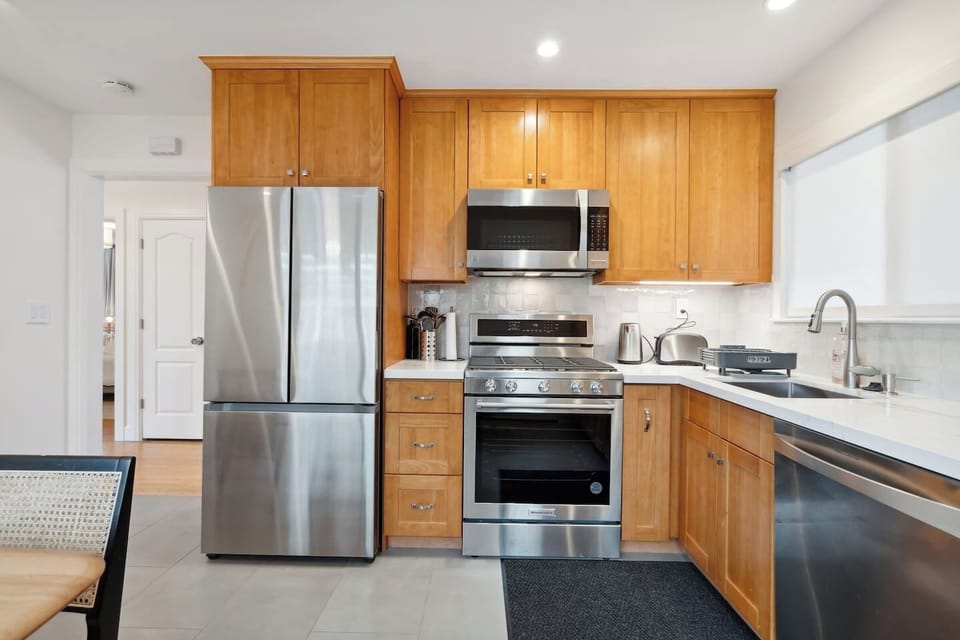 Fully stock kitchen where you can cook at home, and spend quality time with your family.