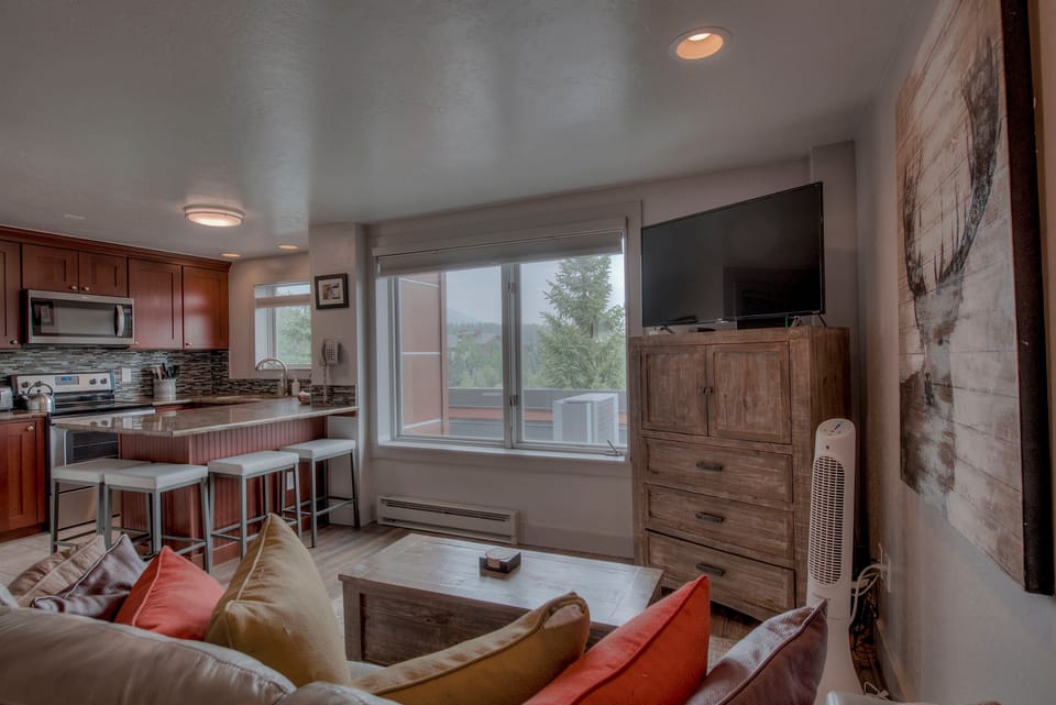 Living area with sofa sleeper, cable TV