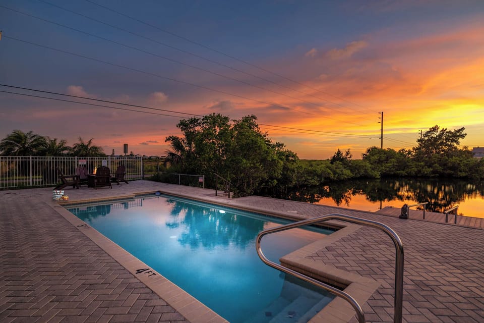 Evening swims under a painted sky