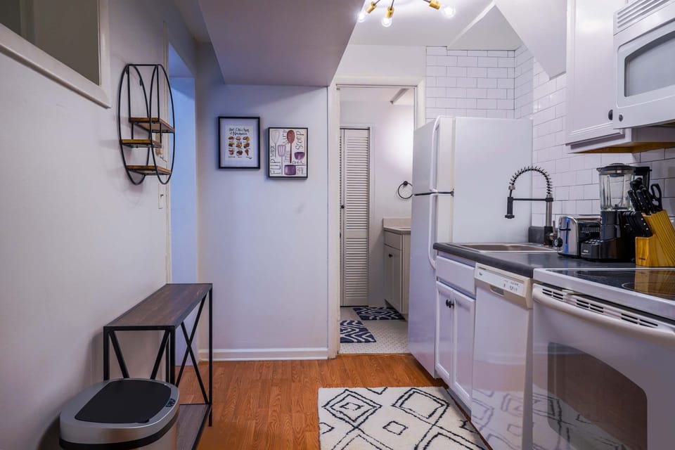 Kitchen with Keurig, blender, toaster, electric stove top and more
