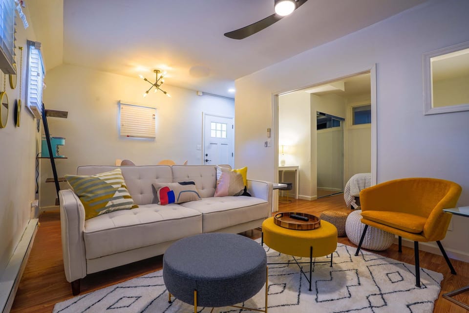 Modern retro style living room with Smart TV