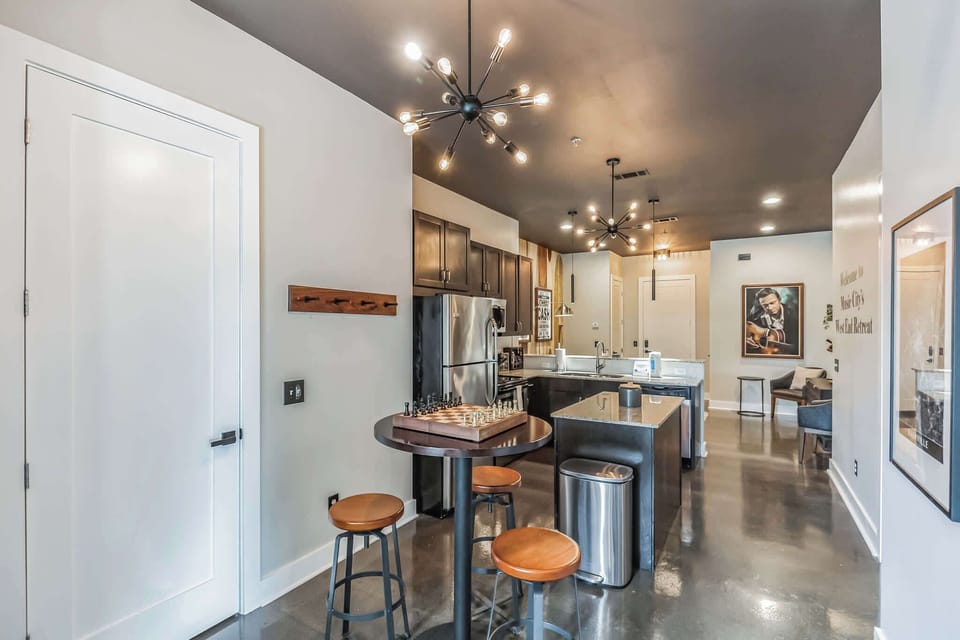 Sip morning coffee or grab a bite at the coffee table with seating for 3
