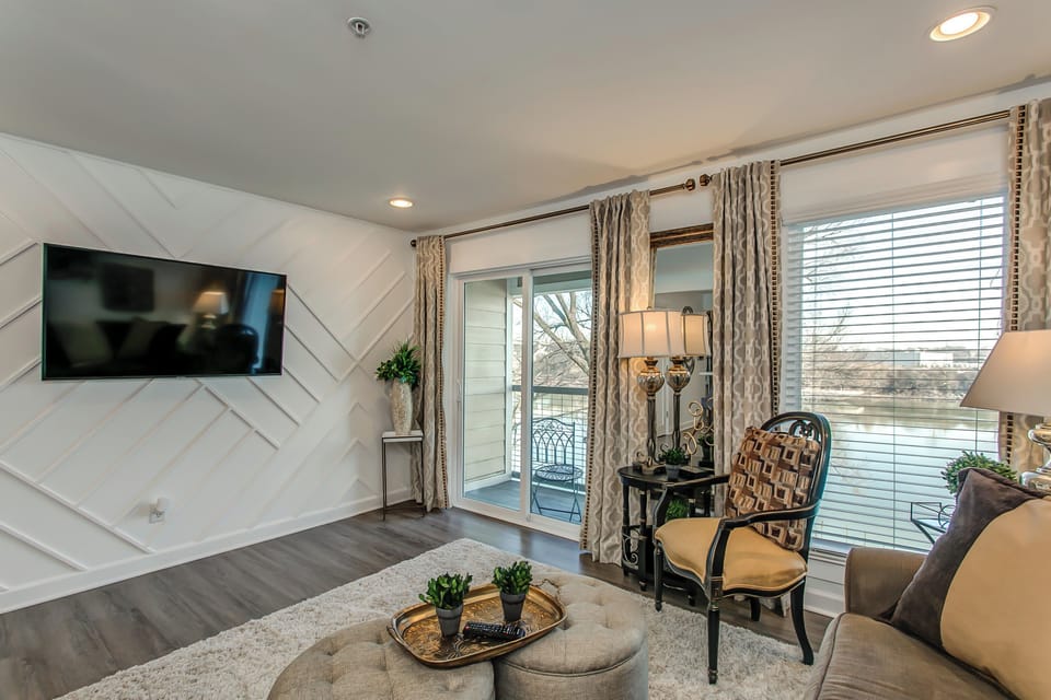 Open living room with Smart TV