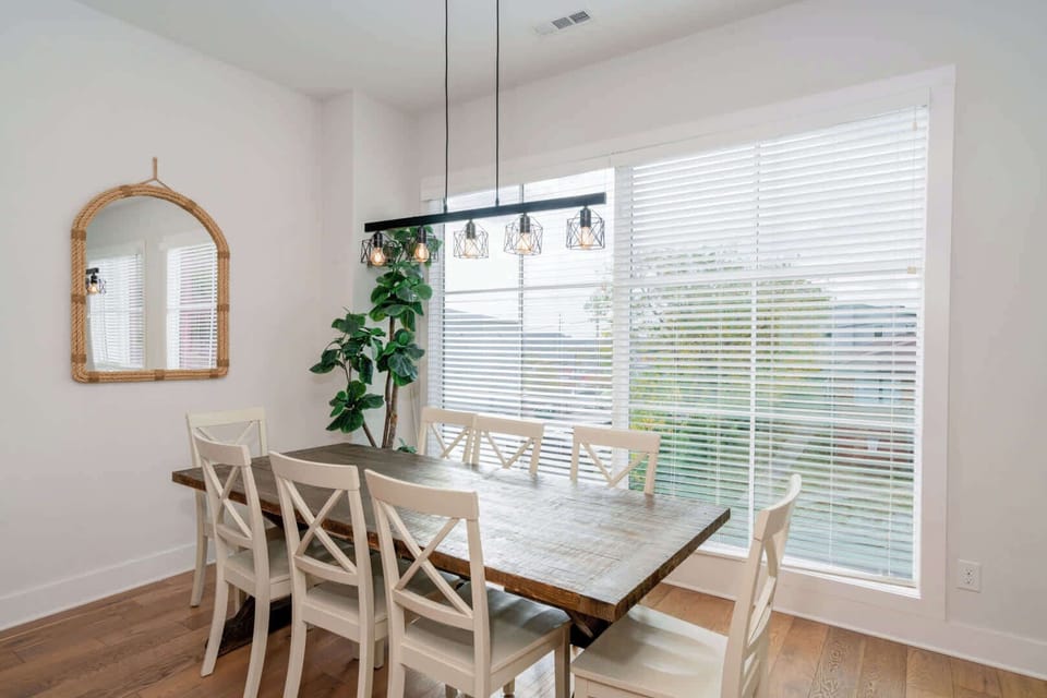 Dining table with seating for 8