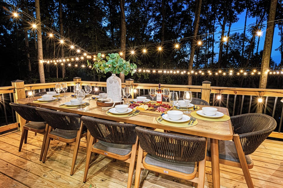 Outdoor dining table (sits 10), on the upper deck (main level of the house).