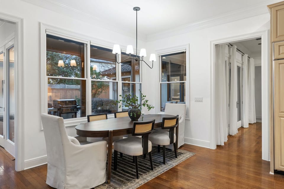 Dining table with seating for 8