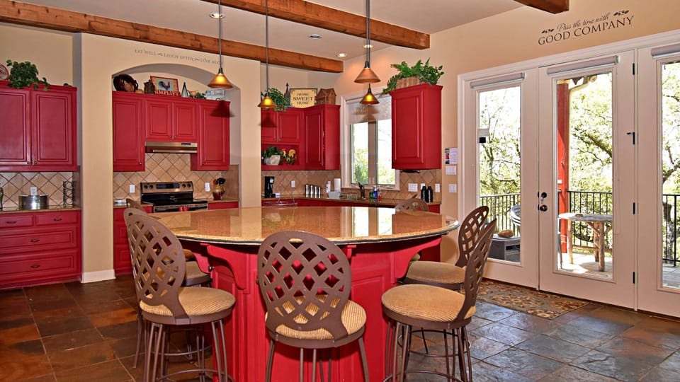 Large kitchen island with counter seating