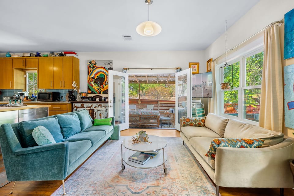 Curl up in the open living room & stream all your favorite entertainment