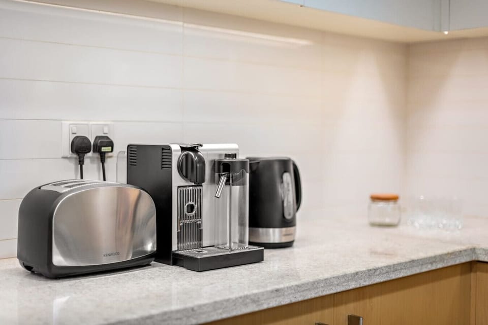Modern Kitchen: Enjoy brewing your favorite coffee and toast for an energizing start to your day!