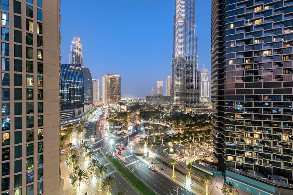 Skyline View: Marvel at stunning city lights from your private balcony oasis!