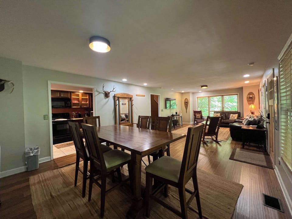 Gather for meals together at the dining table, seating 6