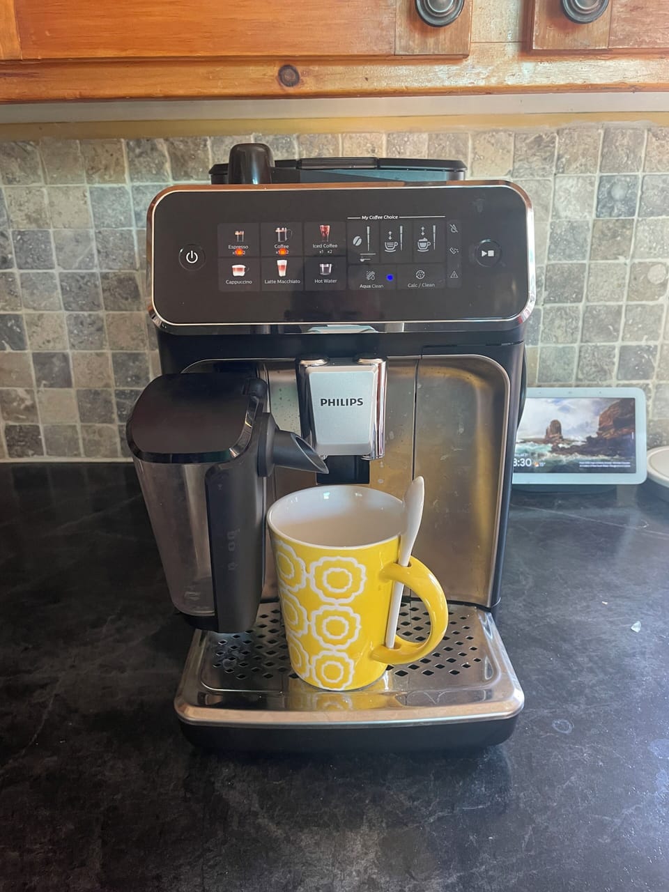Espresso, Cappucino, Latte, Americano and coffee machine